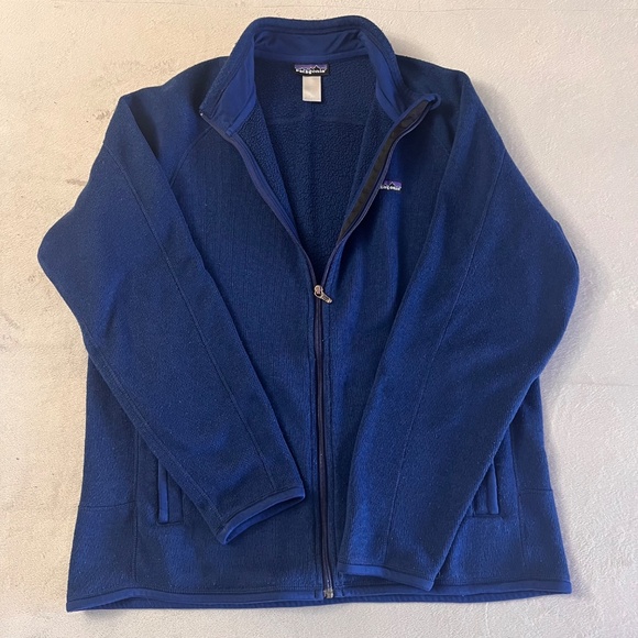 Patagonia Men's Navy Blue Woven Fleece Full Zipper Jacket Mock Neck Pockets Sz L - Picture 9 of 14